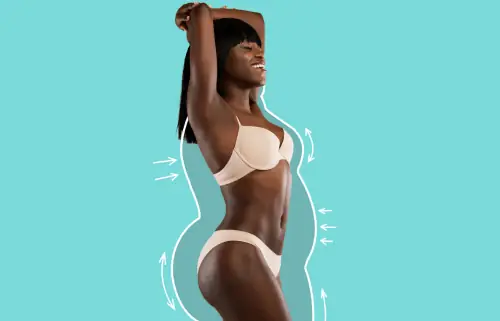 African woman showing multiple area liposuction for a sculpted body